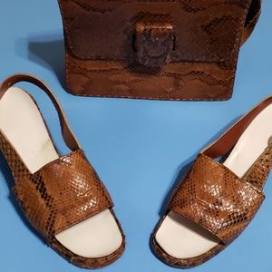 Custom made snakeskin shoes and handbag